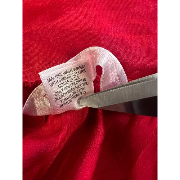 Victorias Secret Red Silk Slip Dress With Runch On Bottom Size M - Picture 5 of 5